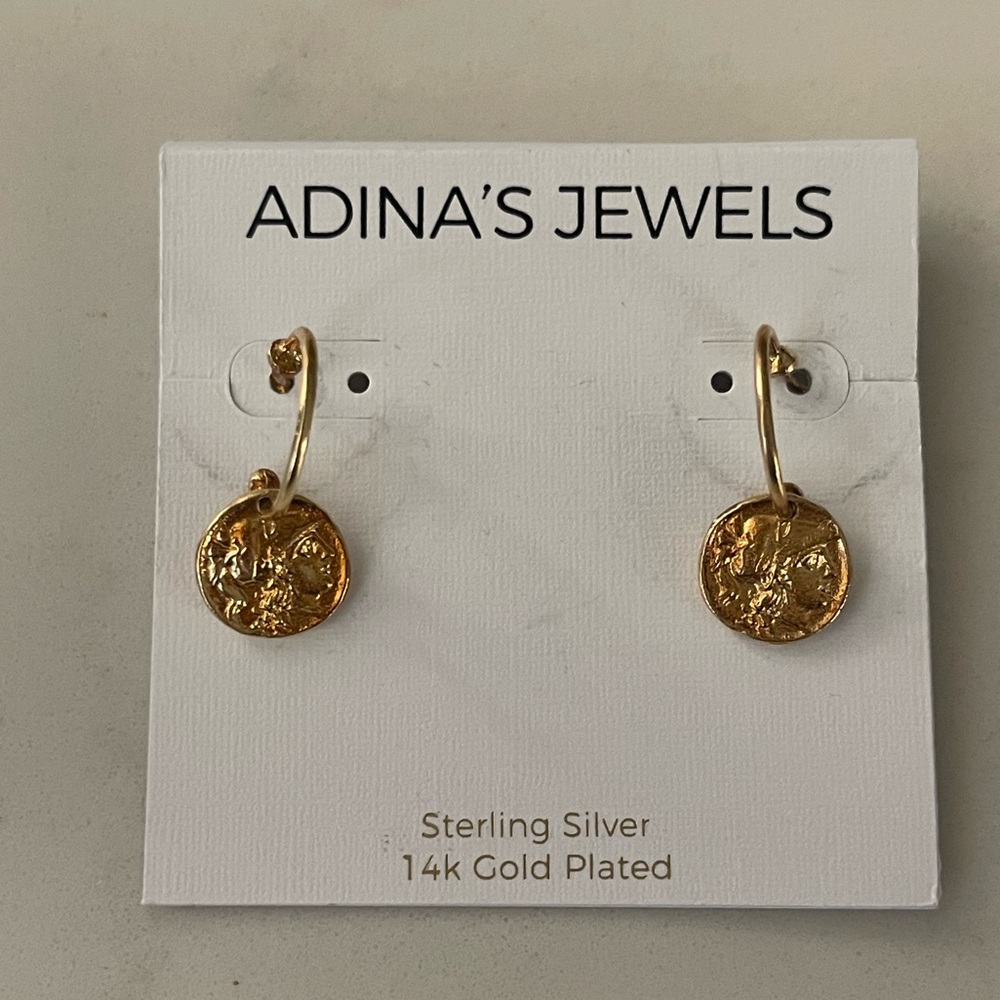 Adina Eden “Adina’s Jewels” Sterling Silver‎ Gold Plated Earrings - Picture 2 of 5